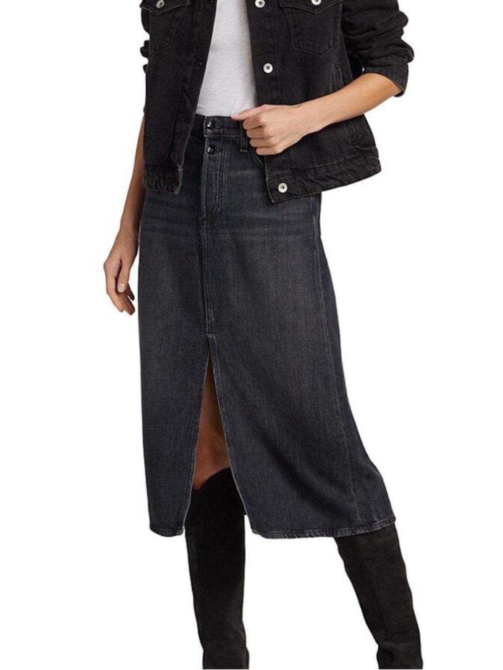 rag & bone Black Denim Pencil Skirt size 34